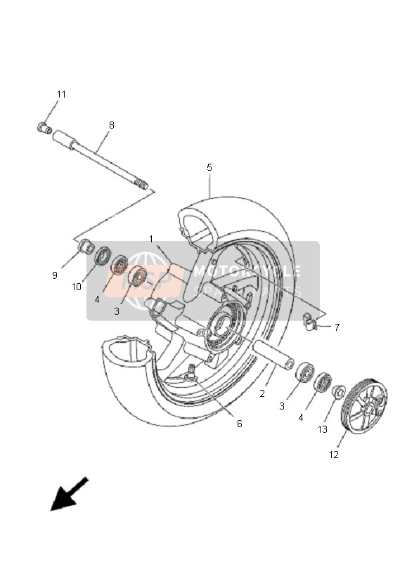 Yamaha XP500A T-MAX 2007 Ruota anteriore per un 2007 Yamaha XP500A T-MAX